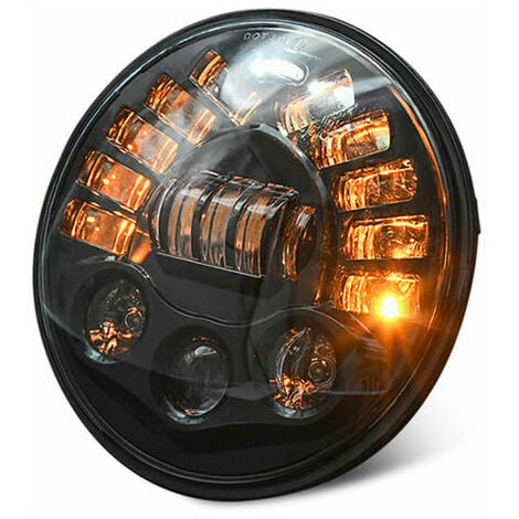 Feux LED Jaunes Universels de Moto de 7 Pouces, avec Support Noir, Phare  Avant Super Lumineux, Feux de Croisement à LED de Moto, E