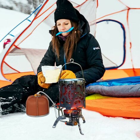 Réchauds à gaz portatifs d'acier inoxydable couverture de chauffage réchaud  extérieur de Camping brûleur à gaz réchauffeur chauffé pour l'équipement d'accessoires  de tente