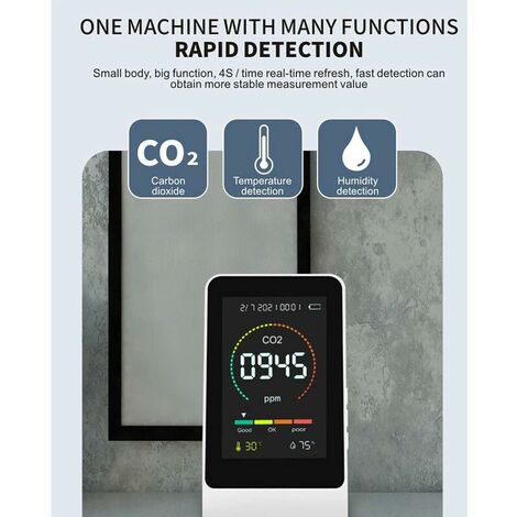 Détecteur de CO2 intérieur, détecteur de dioxyde de carbone CO2, compteur  de CO2 d'air intérieur