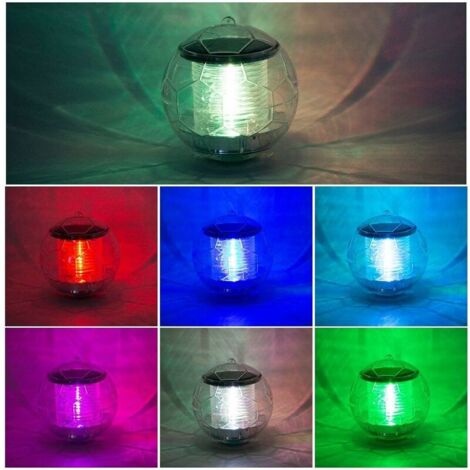 Lumière Piscine Solaire, Lumière LED Submersible Étanche 7 Couleurs  Changement Boule Lampe Solaire pour Bassin Jardin