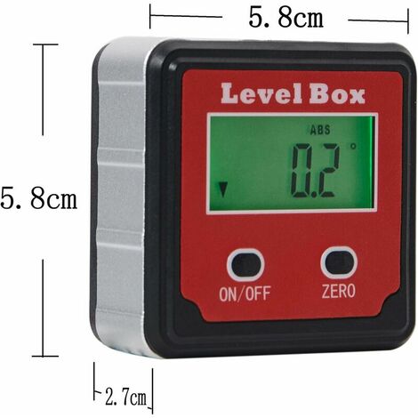 Inclinomètre Rapporteur d'angle numérique magnétique Bevel Box Inclinomètre  LCD étanche avec aimants intégrés Rouge