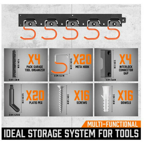 Organiseur Garage, Système de Rangement Réglable 64inch avec 20