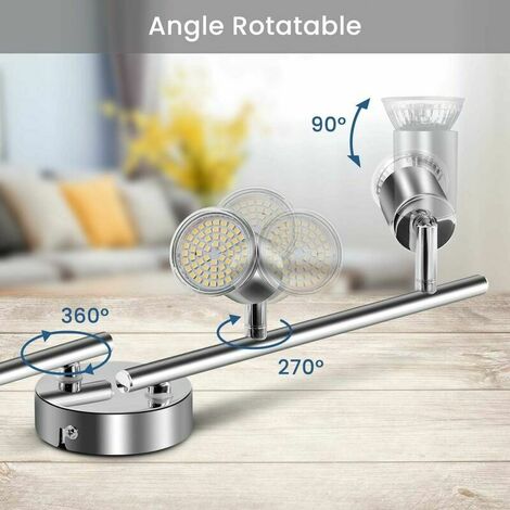 Plafonnier LED 3 Spot Orientable Luminaire Plafonnier 3xGU10 éclairage de  Plafond Angle Réglable Spot LED 220V Luminaire Intérieur pour Chambre  Cuisine Salon Couloir (Sans Ampoules)