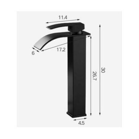 Mitigeur de lavabo Robinet cascade noir avec bec haut mitigeur lavabo haut  monotrou （haut）
