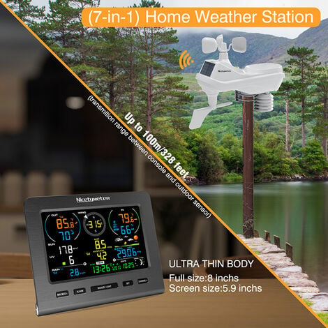 0365 Station météo 7 en 1 sans fil WIFI Anémomètre Pluviomètre Température  & Humidité Compteur UV