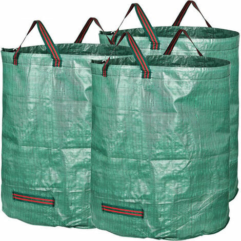 2x Sacs de déchets de jardin vert 280 L, charge max 50 kg et 3