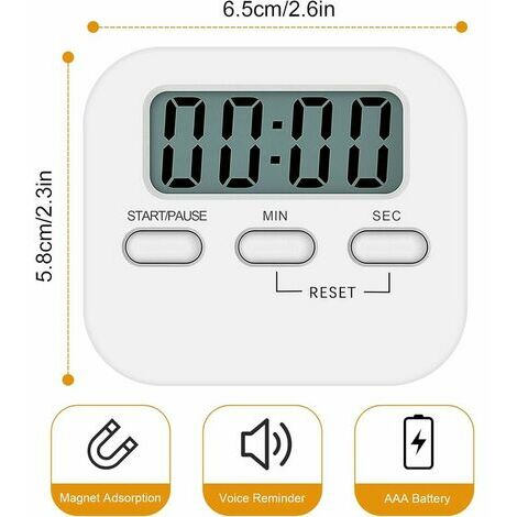 Minuteur de Cuisine 24 Heures,4 Pièces Timer Enfant,Chronomètre Minuteur  Numérique 4 Couleurs avec Alarme Grand Format pour Cuisine Douche Salle De  Bain Enfants Enseignant Salle De Classe (6 Boutons) : : Cuisine