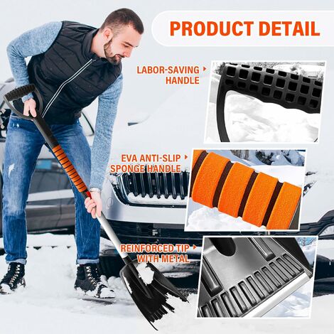 Grattoir à glace, brosse à neige anti-rayures, Portable pour 63cm