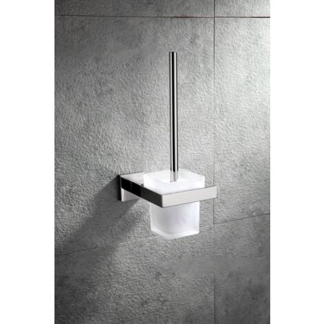 Auralum 5pcs Brosse de Toilette avec Porte-balai WC Mural Inox