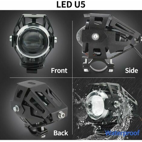 Lot de 2 Phares Moto Feux Additionnels LED 15W - Projecteur Spot LED Moto  Anti Brouillard, Étanche, 3000LM, 12-24V