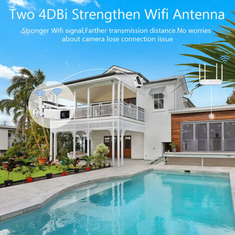 Caméra de sécurité solaire extérieure 1080P 3MP batterie rechargeable sans fil WiFi caméra de surveillance à domicile avec détection de mouvement PIR, vision nocturne, audio bidirectionnel, étanche IP