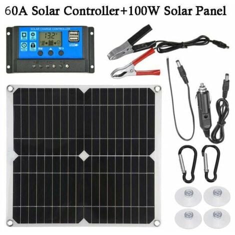 Contrôleur de charge de batterie de kit de panneau solaire 100W 60A 12V