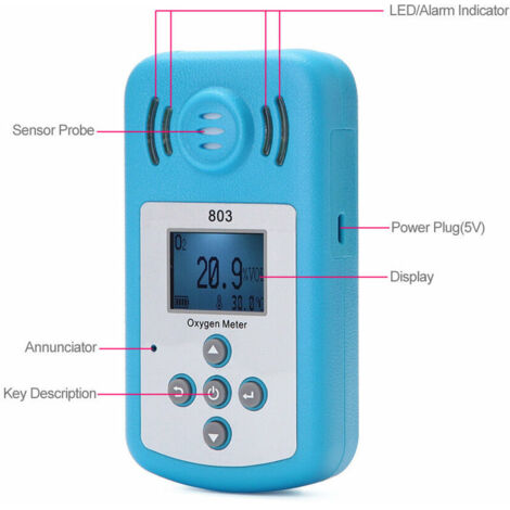 Détecteur de concentration d'oxygène portable (O2) avec écran LCD et ...