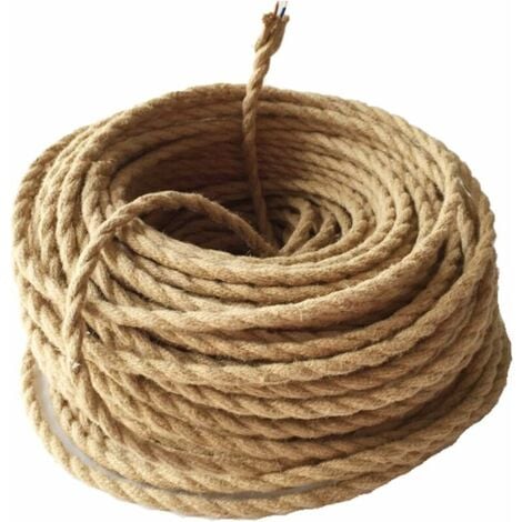 10m Fil électrique Corde, 2 Cœurs Linge de Câble d'éclairage de Corde Vintage Fil de cuivre recouvert Rétro Tressé Industriel Corde pour DIY Pendentif Lampe