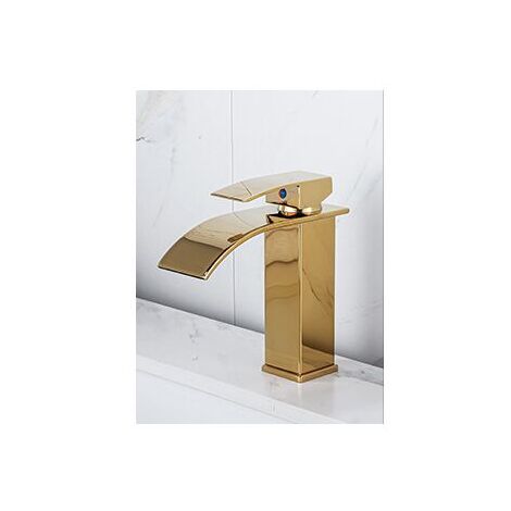 Robinet cascade en laque Lavabo à poser chaud et froid Toilettes Armoires de salle de bain Robinet monotrou Robinet de lavabo cascade, Mitigeur cascade noir, Robinet de salle de bain monotrou en laito