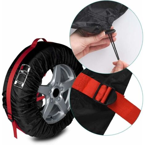 4X Housse de Pneu Voiture - Sac de Rangement et Protection pour Roue de Secours Diamètre 66cm avec Sangle Ajustable et Poignée