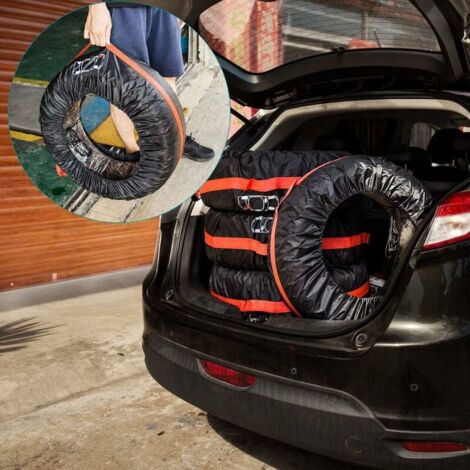 4X Housse de Pneu Voiture - Sac de Rangement et Protection pour Roue de Secours Diamètre 66cm avec Sangle Ajustable et Poignée