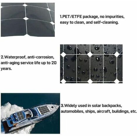 Panneau Solaire 300W 12V, Kit de Panneau Solaire, Chargeur de Batterie Kit avec régulateur de Charge Solaire 20A pour Camping-Car, Yacht, extérieur, Jardin, éclairage