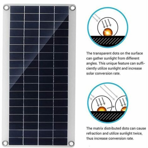 Panneau Solaire 300W 12V, Kit de Panneau Solaire, Chargeur de Batterie Kit avec régulateur de Charge Solaire 20A pour Camping-Car, Yacht, extérieur, Jardin, éclairage