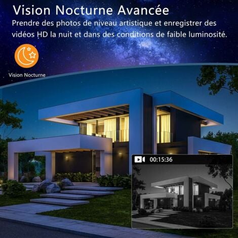 Sonnette sans fil avec caméra, sonnette vidéo sans fil avec carillon, 1080P FHD, détection humaine PIR, batterie 6400 mAh, angle de vision de 170°, étanche IP66