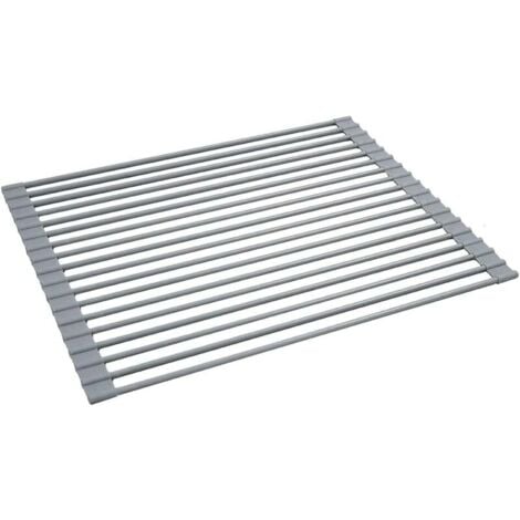 Séchoir à Vaisselle Enroulable, Égouttoir à Vaisselle Enroulable Égouttoir Grille Séchage, Séchoir à Vaisselle Roll-Up en Acier Inoxydable Pliable Évier Égouttoirs de Cuisine, 5232cm,