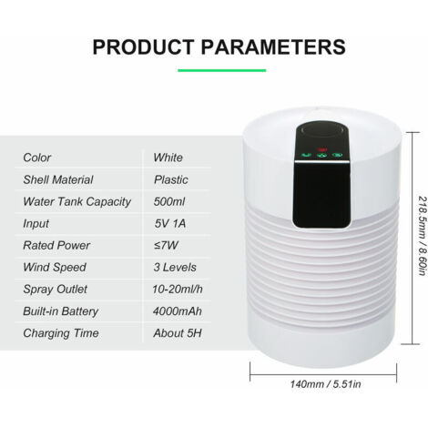 Rafraîchisseur d'air Refroidisseur d'air et humidificateur portable à ultrasons à commande tactile Mini climatiseur rotatif à 360 degrés humidificateur de refroidisseur d'air de bureau personnel avec