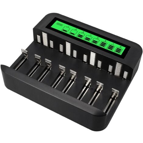 Chargeur de Piles Universel LCD, Chargeur Universel pour piles rechargeables AA/AAA/C/D Ni-MH/Ni-Cd avec Entrée USB，