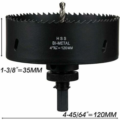 Scie Cloche Bi-Métal 120 mm, M42 HSS Bimétallique Scie Trèpan avec Foret de Centrage pour Robuste Perceuse à Percer Guazhni