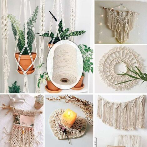 Corde Coton Naturelle 3mm X 200m, Rouleau De Macramé Pour Artisanat DIY Et Decoration De Jardin Beige 87270004