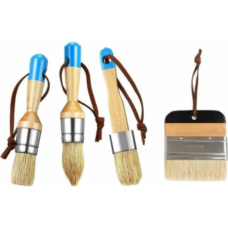 Axus Decor Lot De 4 Pinceaux De Précision Pour Fenêtres - Manche Hêtre Certifié FSC - Filaments Synthétiques Coniques Super Fins