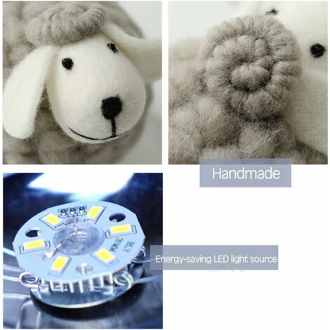Veilleuse LED, Mouton Lampe de Chevet en Rotin, Veilleuse Enfant Projecteur, Lampe Nuit LED pour Chambre, Chambre Bébé, Salon, Cadeau, 110cm USB/Interrupteur Poussoir [Classe énergétique A++]