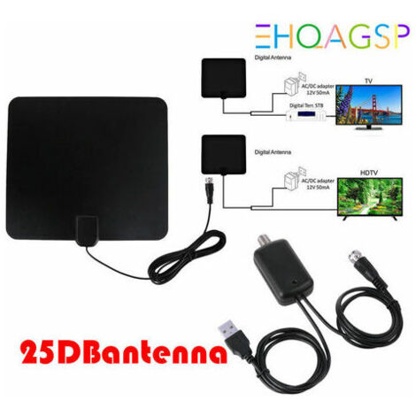 Antenne Tv Interieur Puissante, Pictek Antenne Tnt Interieur Hd Puissante, Rayon De 56 Km Ultra Plate- Fine (Noir)