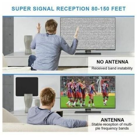 Antenne Tv Interieur Puissante, Pictek Antenne Tnt Interieur Hd Puissante, Rayon De 56 Km Ultra Plate- Fine (Noir)