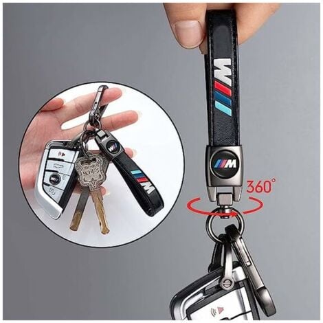 Porte - clés de voiture en cuir, porte - clés de voiture, cadeaux pour la famille, accessoires de voiture, porte - clés BMW Série M Noir 2  PCS