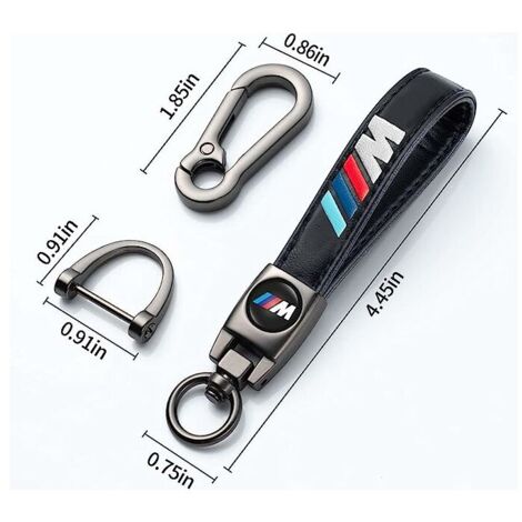 Porte - clés de voiture en cuir, porte - clés de voiture, cadeaux pour la famille, accessoires de voiture, porte - clés BMW Série M Noir 2  PCS