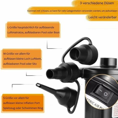 Compresseur　Pompe Électrique,DC12V/AC 230V-50Hz Gonfleur/Degonfleur Electrique, Pompe À Air, Pompe Gonfleur Électrique avec 3 Buses pour Matelas Gonflable,Coussin Gonflable, Anneau de Natation,