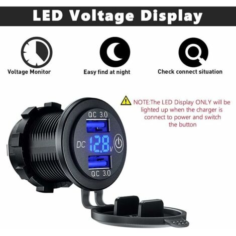 Prise De Chargeur De Voiture Usb-Qk3.0 Et Pd-Type-C, Prise Usb Moto