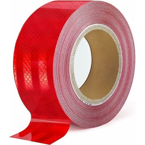 Bande réfléchissante BCC rouge 15m x 5cm bande réfléchissante imperméable bande d'avertissement auto-adhésive bande de sécurité - bande d'avertissement visible pour véhicules, vélos, extérieur,