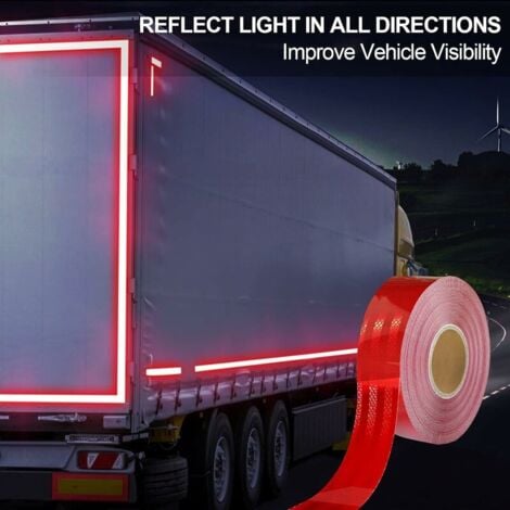 Bande réfléchissante BCC rouge 15m x 5cm bande réfléchissante imperméable bande d'avertissement auto-adhésive bande de sécurité - bande d'avertissement visible pour véhicules, vélos, extérieur,