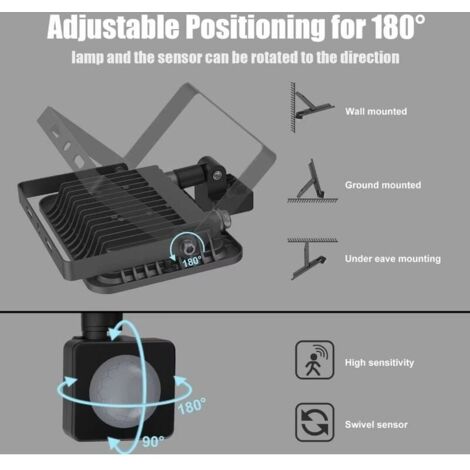 30W Projecteur LED Detecteur Mouvement Exterieur, 3000LM Spot Eclairage Exterieur avec Détecteur 3000K Blanc Chaud Lumiere Exterieur LED, Imperméable IP65 Sécurité Pour Chantier, Garage, Cour 13Treize