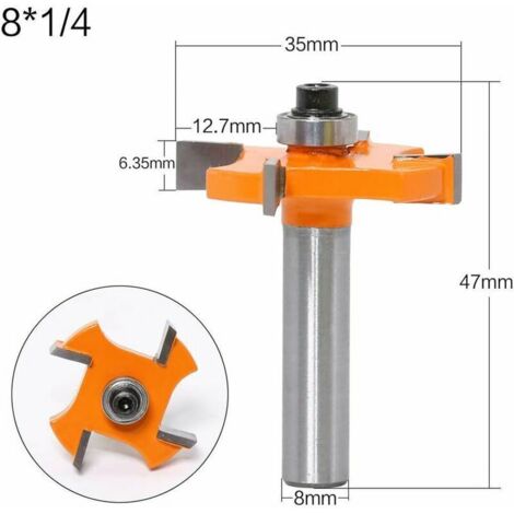 Fraise à rainurer et languette - 4 boules de lame 8 mm Shank T - Fraise en forme de bois, Outils de travail du bois pour portes, tables, étagères, murs et plus