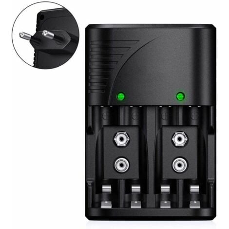 Universel Chargeur de Piles AA/AAA/9V, Rapide Chargeur 6802 pour AA/AAA NI-MH ou 9V Piles Rechargeables avec Indicateur LED, 100-240V Tension Mondiale，Superma
