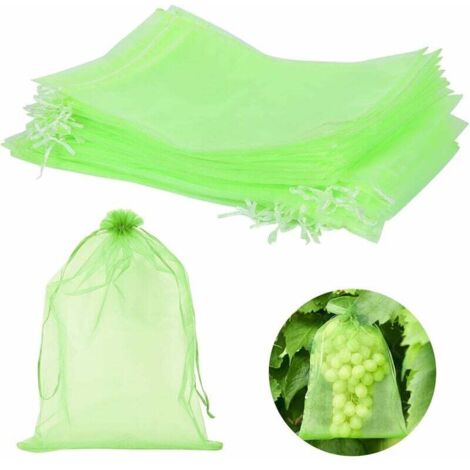 100 Sacs De Protection Pour Fruits En Organza - Anti-insectes, Oiseaux, Guêpes - Avec Cordon De Serrage (15x20 Cm) - Pour Raisins, Tomates, Grenades - Réutilisables