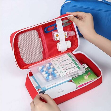 Trousse de premiers soins voyage portable Mini sac médical Sac de rangement pour sac médical vide, bleu