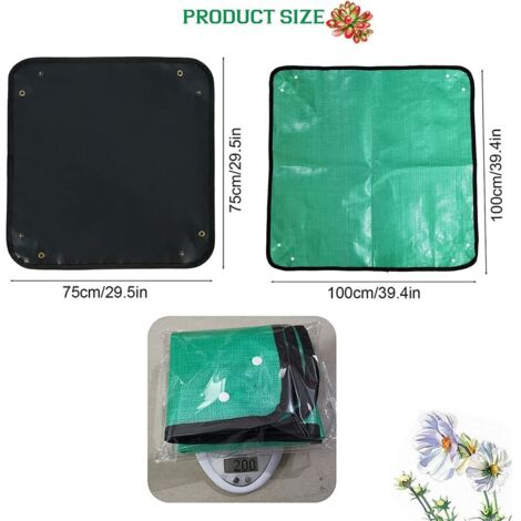 Kit De Rempotage Avec 2 Tapis Verts 100x100 Cm - Inclus Arrosoir, Pelle Et Râteaux - Pour Plantes D'intérieur, Succulentes, Semis