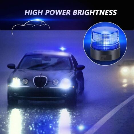 Gyrophare LED Bleu Stroboscopique - 2 Pièces, 10W, 24V, étanche IP67 - Pour Camion, Van, Remorque, Véhicule De Chantier