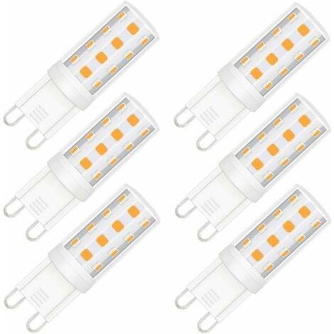 Ampoule LED G9 Dimmable - Équivalent à une ampoule halogène 40W, Ampoules LED G9 à culot à deux broches 3W G9, LED G9 220V 40W Blanc chaud 2700K, Paquet de 6
