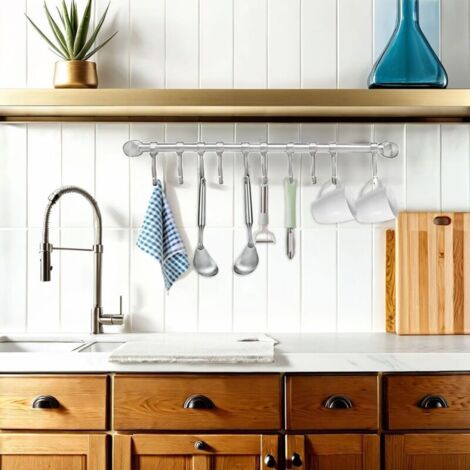 Support Mural Sans Perçage 40 Cm 6 Crochets En Alliage D