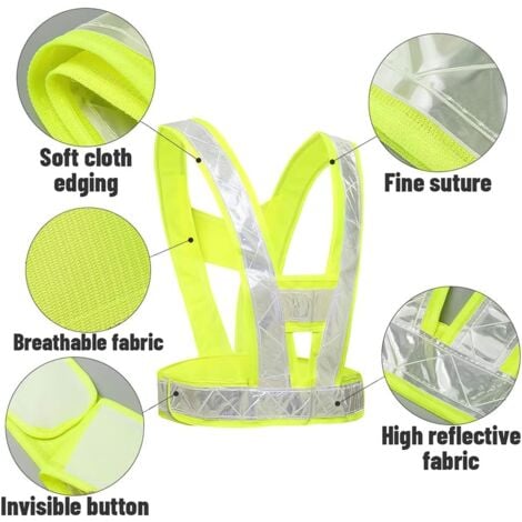 Gilet de sécurité fluorescent  2, gilet de sécurité réfléchissant, gilet fluorescent, gilet haute visibilité, haute visibilité à 360 degrés, motards, conducteurs, policiers, ouvriers du bâtiment