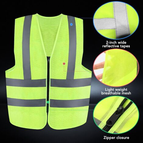 Gilet De Sécurité Jaune Fluorescent Réfléchissant - Bandes Réfléchissantes - Pour Adultes Et Enfants - Lot 2 Ou 4 Pièces